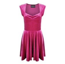MINKPINK STOLEN MOMENT VELVET SKATER DRESS FUSCHIA SIZE MEDIUM - NEW, NO TAGS