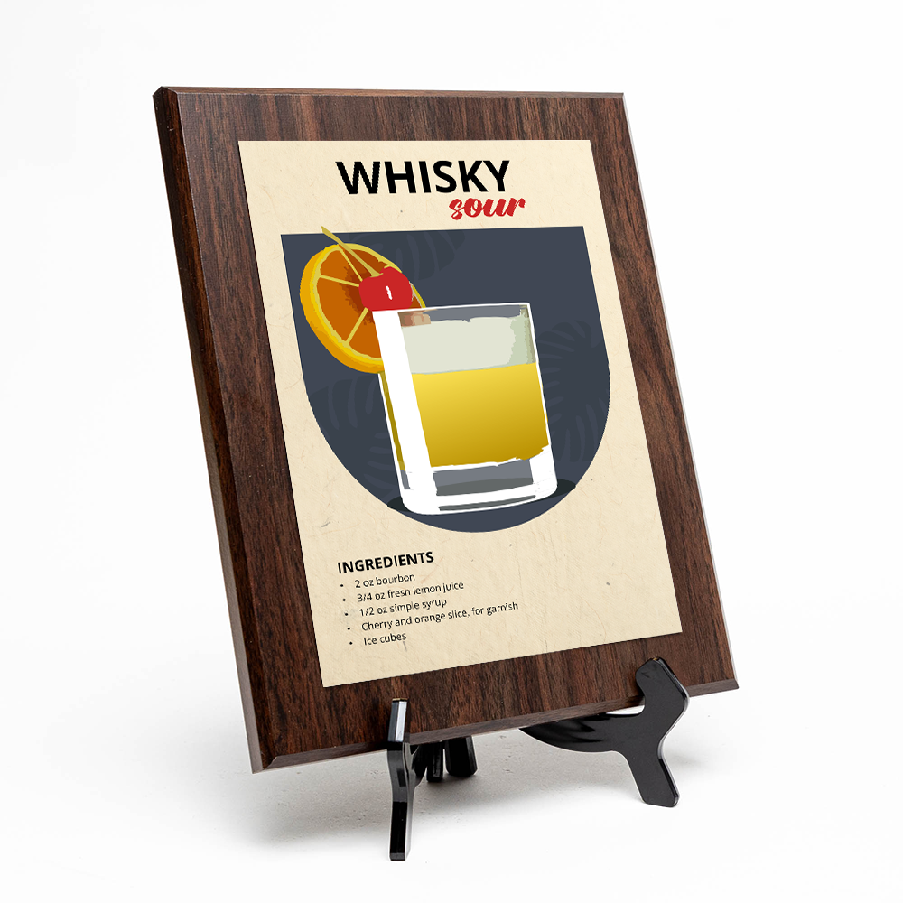 Whisky Sour Decorative Wall Plaque With Easel Acrylic Stand | Home Decor-image
