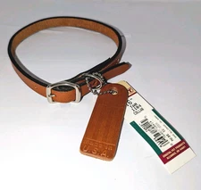 Dog Collar Leather Medium 16" Circle T Oak Tanned Brown Coastal Pet USA NEW NWT!