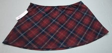NWT Wild Fable Burgundy Plaid Mini Skort Teens Navy Tartan Pull On Size Large