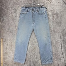 Vintage Levis 501 Jeans Mens Blue Made In USA Button Fly Altered Hem Fits 33x30