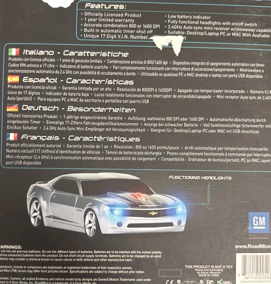 New Original Road Mice Red Chevy Camero with headlights - Image 3 of 3