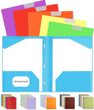 6 Pack Plastic Folders with Pockets and Prongs, 3 Prong Folders with Writable La