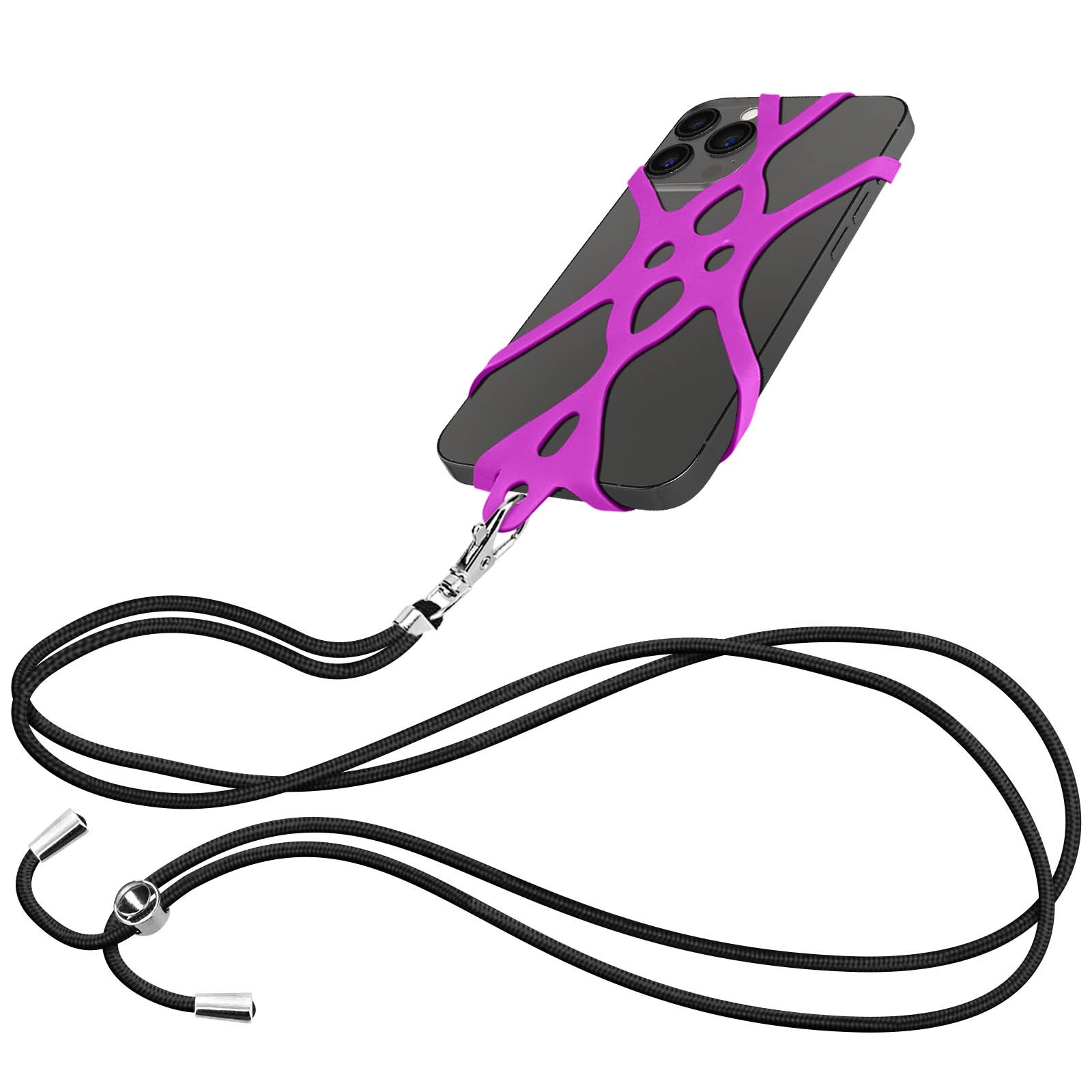 Sangle téléphone réglable 90cm Avizar en silicone violet