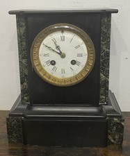 Antique Slate And Green Marble Mantle Clock Circa 1900. Working But No Pendulum