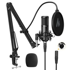 MAONO XLR Condenser Microphone, Professional Cardioid Studio Mic with Black