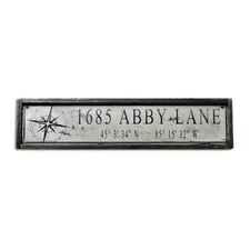 Custom Address Lat & Long Sign - Rustic Hand Made Vintage Wooden