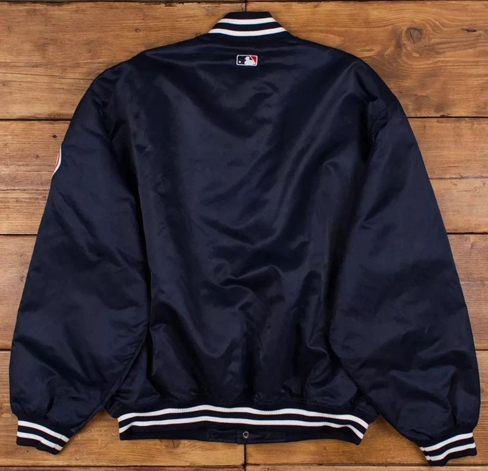 Yankees NY Vintage 90s Athletic Jacket Blue Satin Bomber Style Varsity Jacket - Image 2 of 4