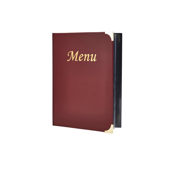 GenWare Menu Holder Leather PU A4 Menu Holder Wine Red 8 Pages Bars & Hotels
