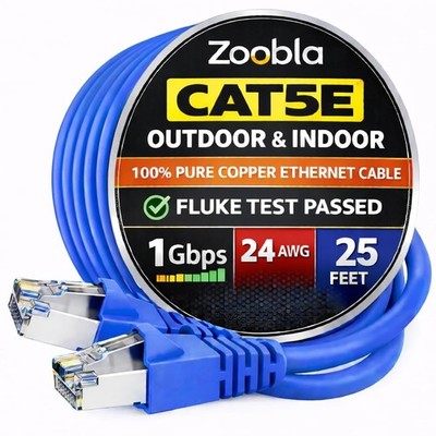 25FT Cat5e UTP Ethernet Patch Cable, 100% Pure Copper LAN Cable.