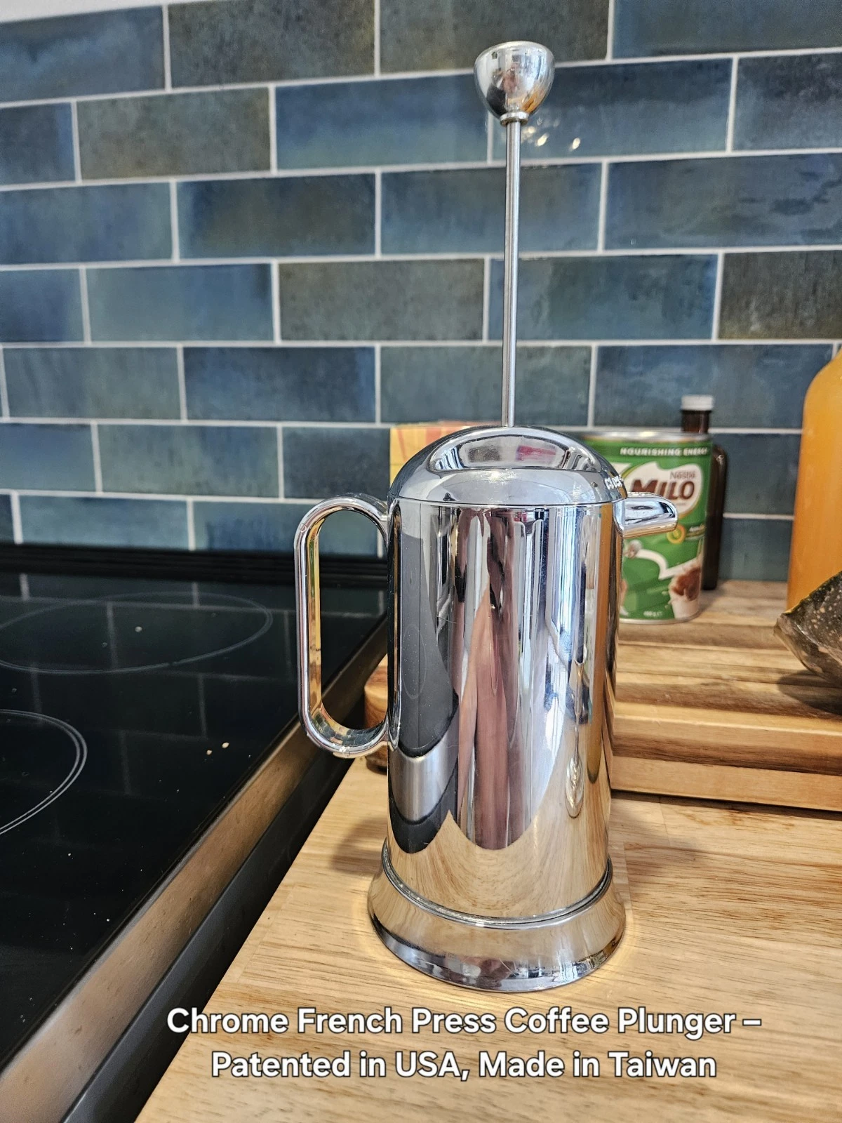 Chrome French Press Coffee Plunger Patented USA Made Taiwan Vintage Style