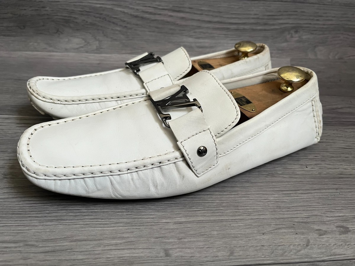 Louis Vuitton Loafers Monte Carlo Line Driving Shoes Suede Damier LV Logo Light Louis Vuitton Cream Suede Monte Carlo Driving Loafers Size  main image 2