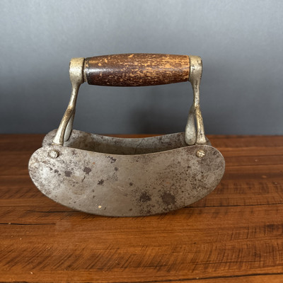 VTG  Wishbone Blade Food Dough Chopper Metal Wood Handle Kitchen Primitive