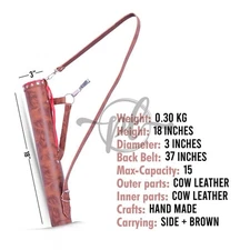 Genuine Leather Traditional Archery Back Arrow Quiver Printed Arrow Holder Case
