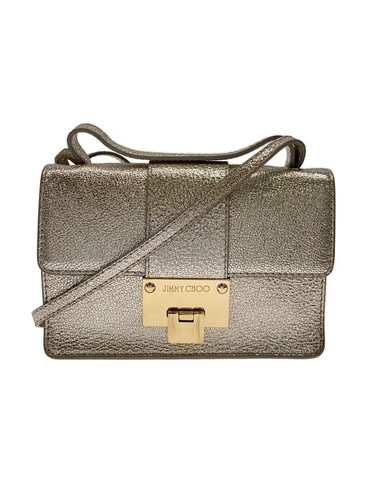 JIMMY CHOO Shoulder Bag, Leather, Silver, Solid Color
