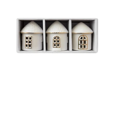 3 Pièces Maisonnette En Céramique Festive Pendentif En Céramique avec Cordon - Photo 1/4