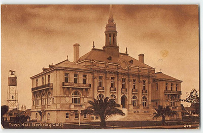 Town Hall, Berkeley, CA Alameda County 1910s Vintage Postcard