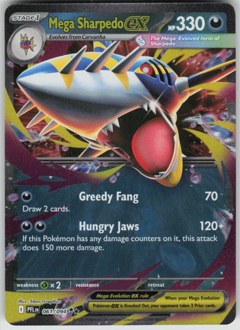 Pokemon Mega Sharpedo ex 061/094 Phantasmal Flames Double Rare NM
