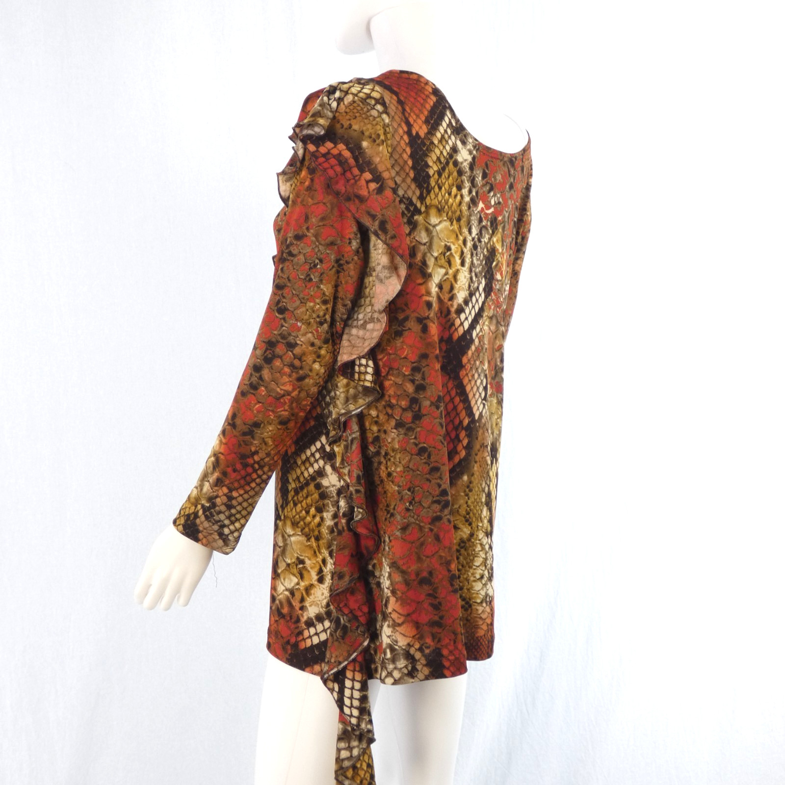 Snake Python Blouse Silky Jersey Long Sleeve Fril… - image 1