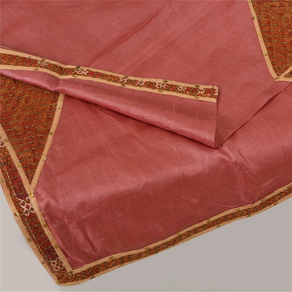 Estola de retazos Sanskriti Vintage Rosa India Dupatta 100% Seda Pura Cuentas a Mano Foto 4 de 4