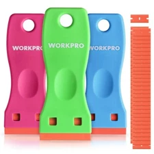 WORKPRO 3PC Razor Scraper Double Edged Sticker Removal 120PC Plastic Razor Blade