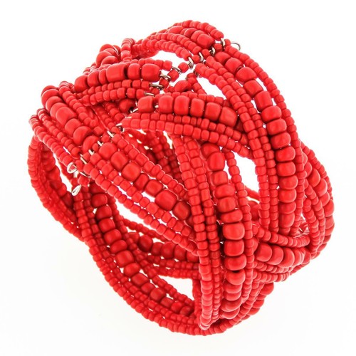 Bracciale Bracciale 7" Boemia con Perline Intrecciate in Filo di Memoria, Molti Colori - Foto 7 di 43