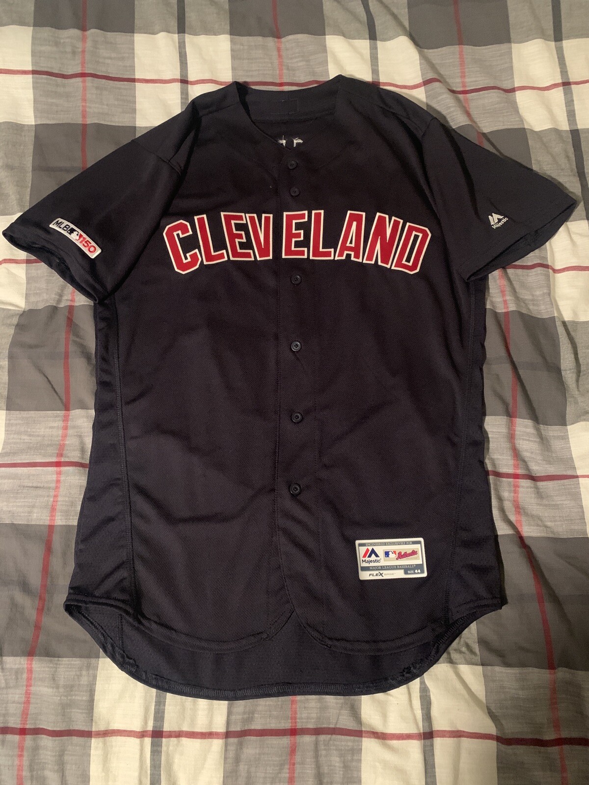Majestic Cleveland Indians Francisco Lindor Alternate Blue Navy Jersey Size 44