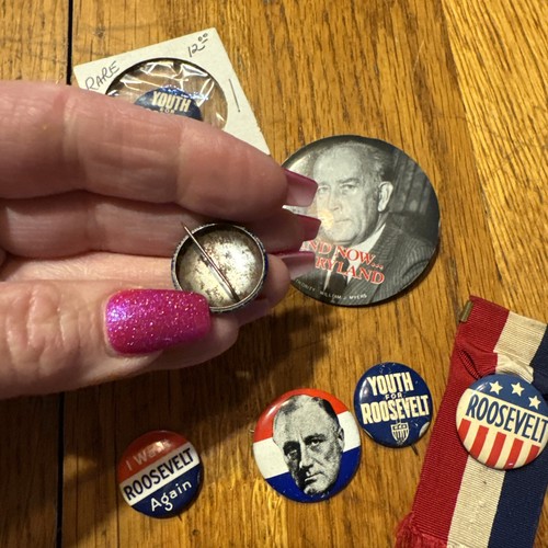 6 FDR ROOSEVELT Campaign Buttons Pin For Humanity- Garner-Carry On&Maryland Also - Picture 6 of 13