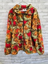 Black Mountain Pullover Jacket Size L Green Red Orange Leaf Print Full Zip USA