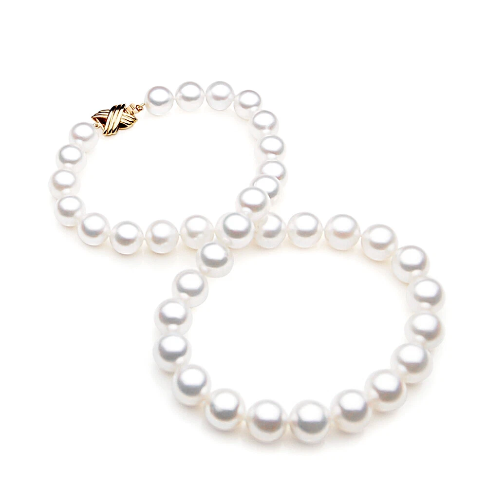 Pacific Pearls Australian South Sea Genuine 13 15mm White Pearl Gold Necklace