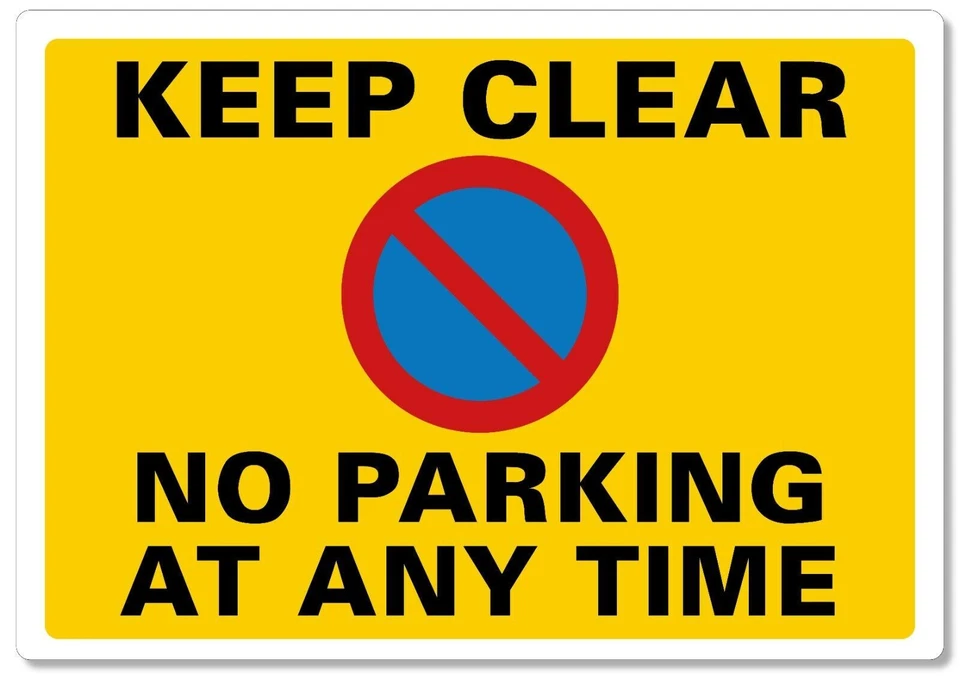 PINKCROW METAL SIGN Keep clear no parking at any time safety metal sign