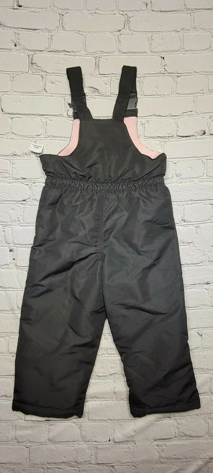 Водонепроницаемые черные/розовые лыжные нагрудники Athletech с регулируемым ремешком для девочек 4T - Изображение 2 из 4