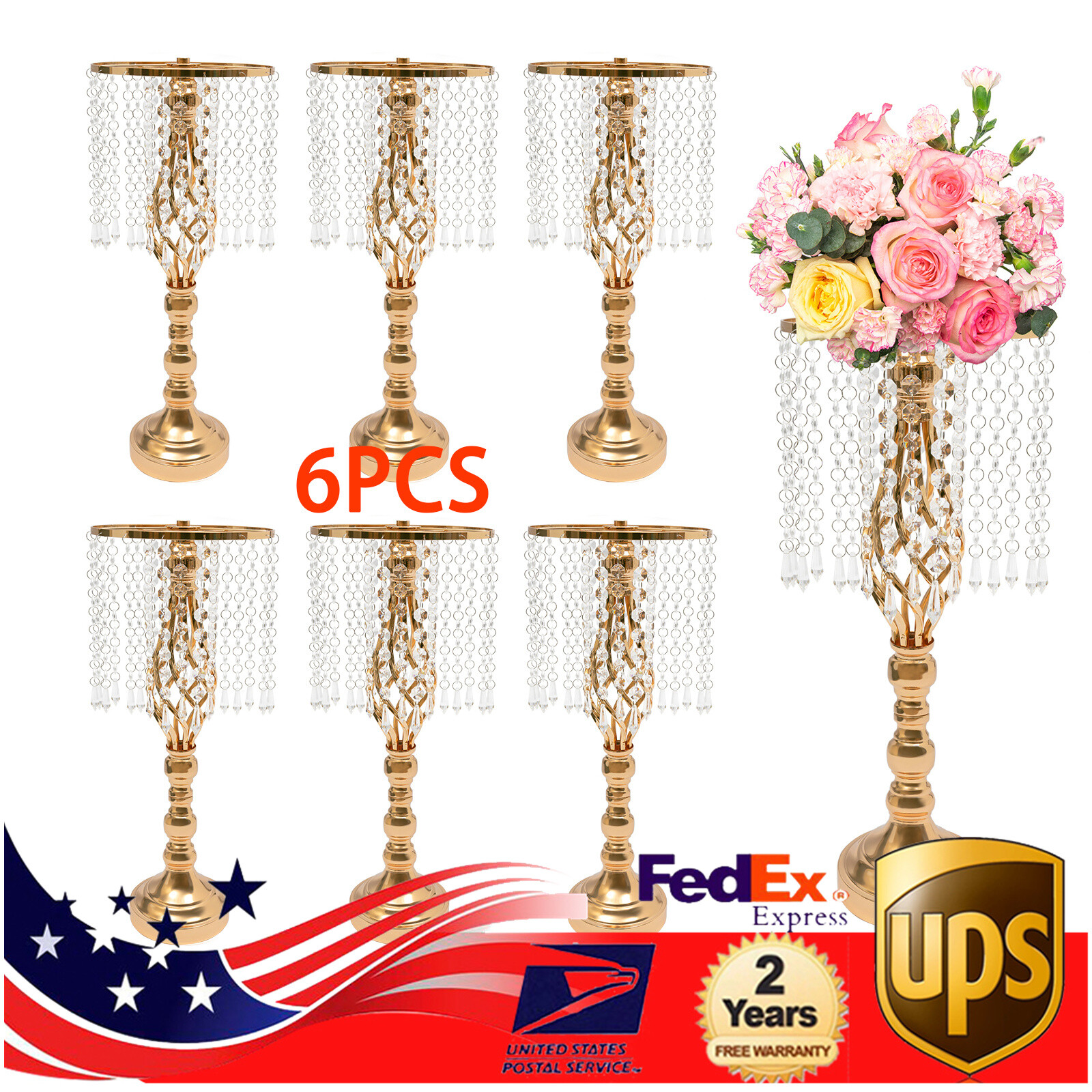 Wedding Crystal Candle Holder Flower Arrangement Stand Holiday Centerpiece Decor