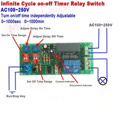 AC110V 220V 230V Infinite Cycle Timer Delay Turn ON/OFF Relay Switch Time Module