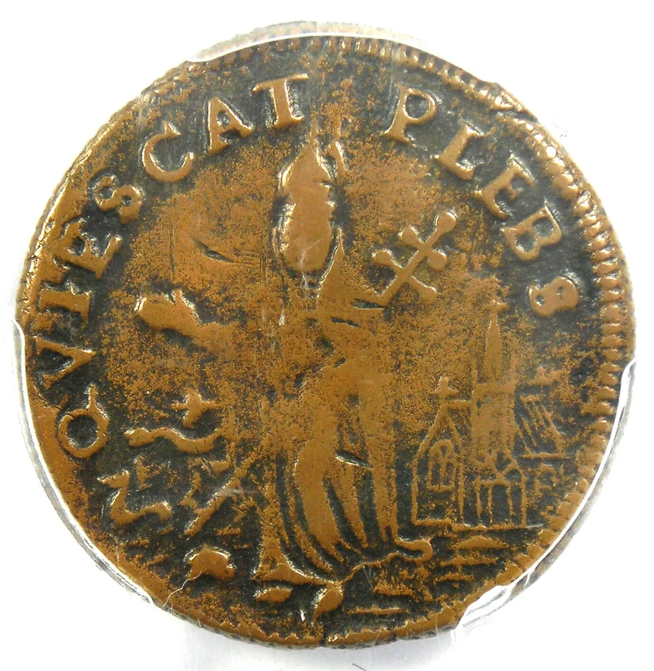 1670 New Jersey St Patrick Farthing Colonial Coin 1/4P - PCGS VF30 - $1900 Value - Image 4 of 4