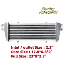 Aluminum Turbo 2.2'' In/Outlet 23''X8''X2.7'' Front Mount Intercooler Universal