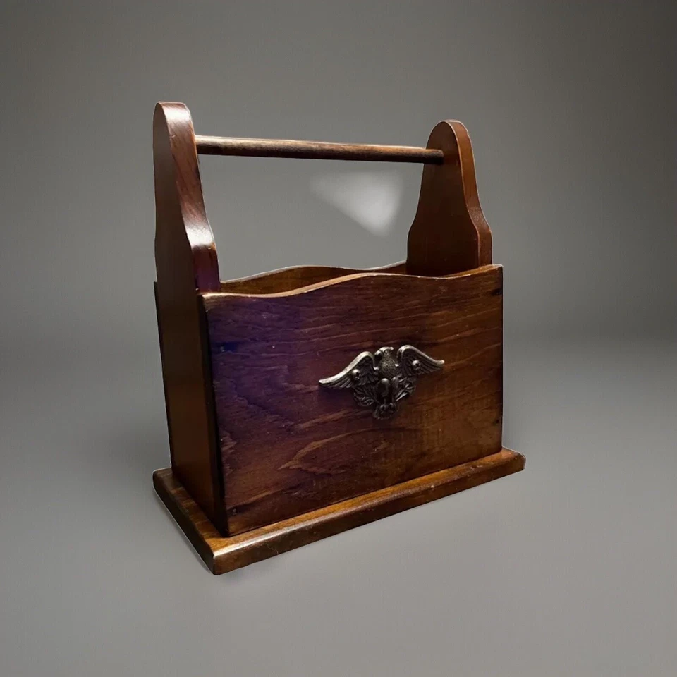 Buzón de correo de madera maciza vintage características Eagle Country Americana Farmhouse Foto 2 de 4