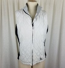 Serac Zip Up Quilted Stretch Sides Fleece Lined White & Black Vest Womens Size L