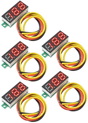 5PCS Red Mini Digital Voltmeter, DC 0.28 Inch Three-Wire Voltage Tester, DC 0-10