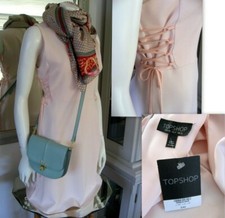 NEW BNTA £42 TOPSHOP Corset Lace Up Waist M 12 14 Blush Pretty Work Party ASOS