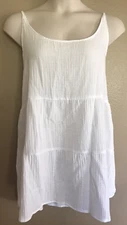 WILD FABLE WHITE 100% COTTON GAUZE TIERED TUNIC TANK TOP ADJUSTABLE CAMI STRAPS