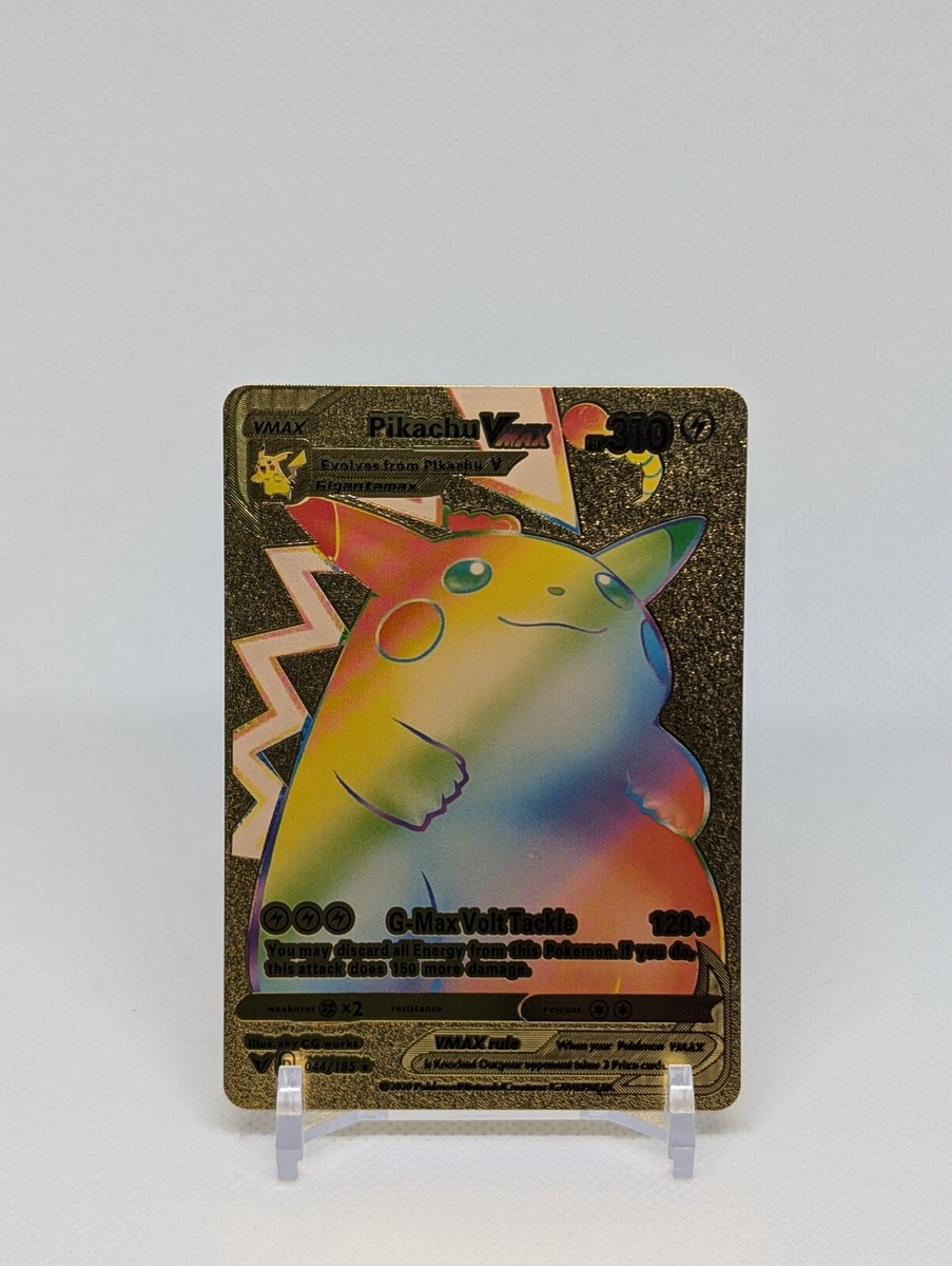 gold pokemon card rainbow pikachu Pokemon🔥PIKACHU VMAX 188🔥GOLD FOIL🔥RAINBOW🔥Vivid Voltage🔥Custom  Collectible