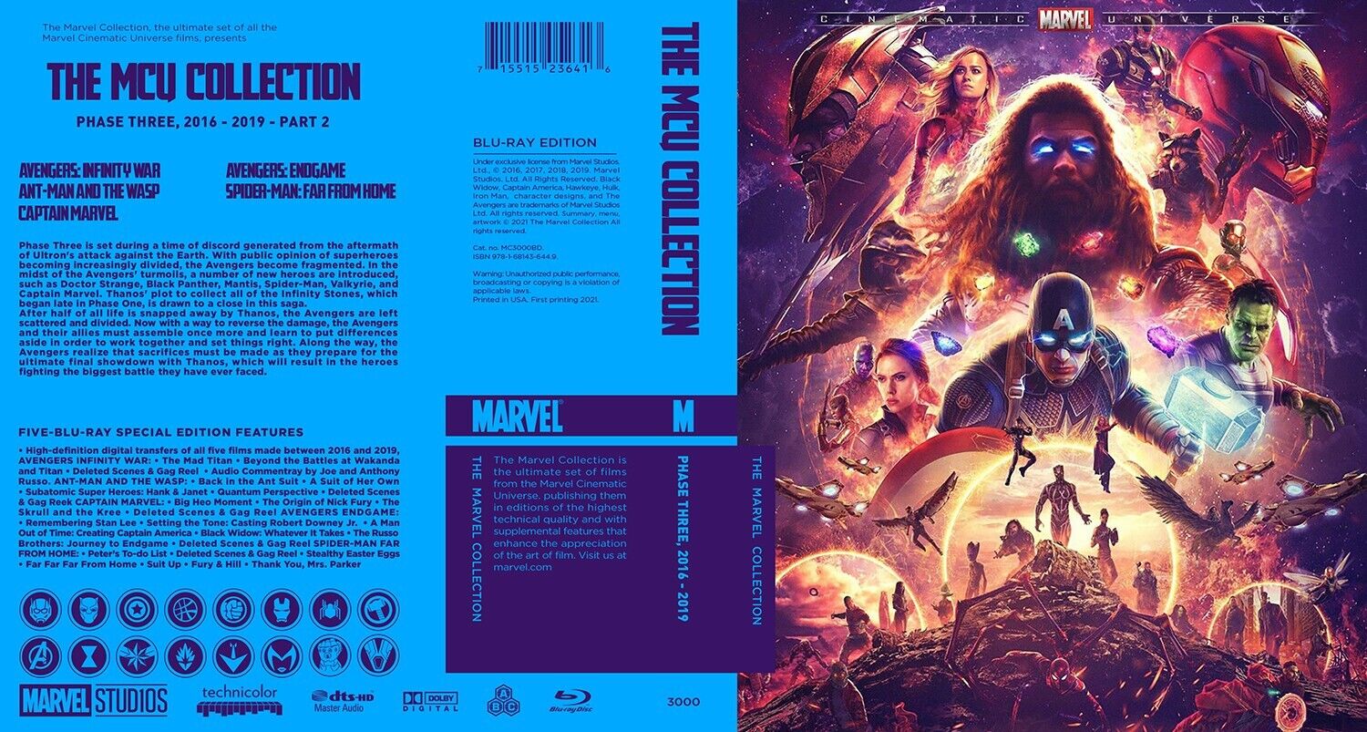 Marvel MCU Collection Phase 1-4 Blu-ray Cover W/ Case (No Discs)