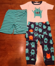 Carter's Cute Monster Little Boys' 3 Piece Cotton Pajamas Set Size 6 48-53 Lbs 