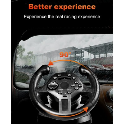 Pc Racing Wheel 90 Degree Usb Vibration Car Race Steering Wheel With Pedals For Ebay