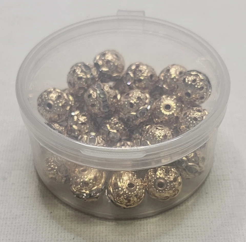 COIRIS 30 PIEZAS CUENTAS DE DIAMANTES DE IMITACIÓN DE CRISTAL BLANCO CHAPADO EN ORO DE 10 MM PARA HACER JOYAS Foto 4 de 4