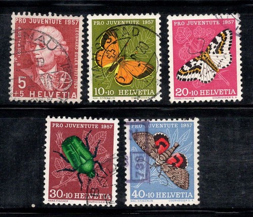 Schweiz 1957 Mi. 648-652 gebraucht 100% Pro Juventute, Schmetterlinge, Insekten