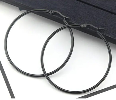 Stainless Steel Gold Rose Gold Black Silver Simple Round Hoop Earrings 10-70mm