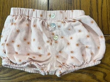 Rylee + Cru Pink Sunburst Button Bubble Shorts Girls Linen Blend Sz 6-12 Months