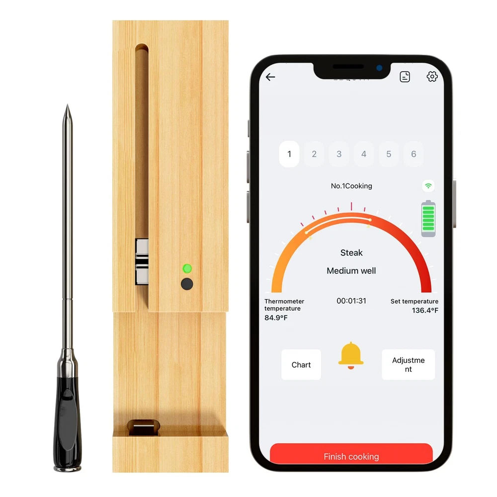Meat Thermometer Wireless, 700FT Remote Digital Cooking Thermometer, Bluetoot...